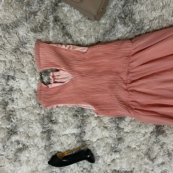 Chiffon rose gold long dress - Picture 4 of 6